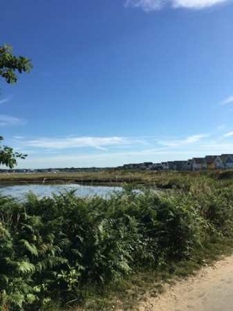 Mudeford Spit with beach huts